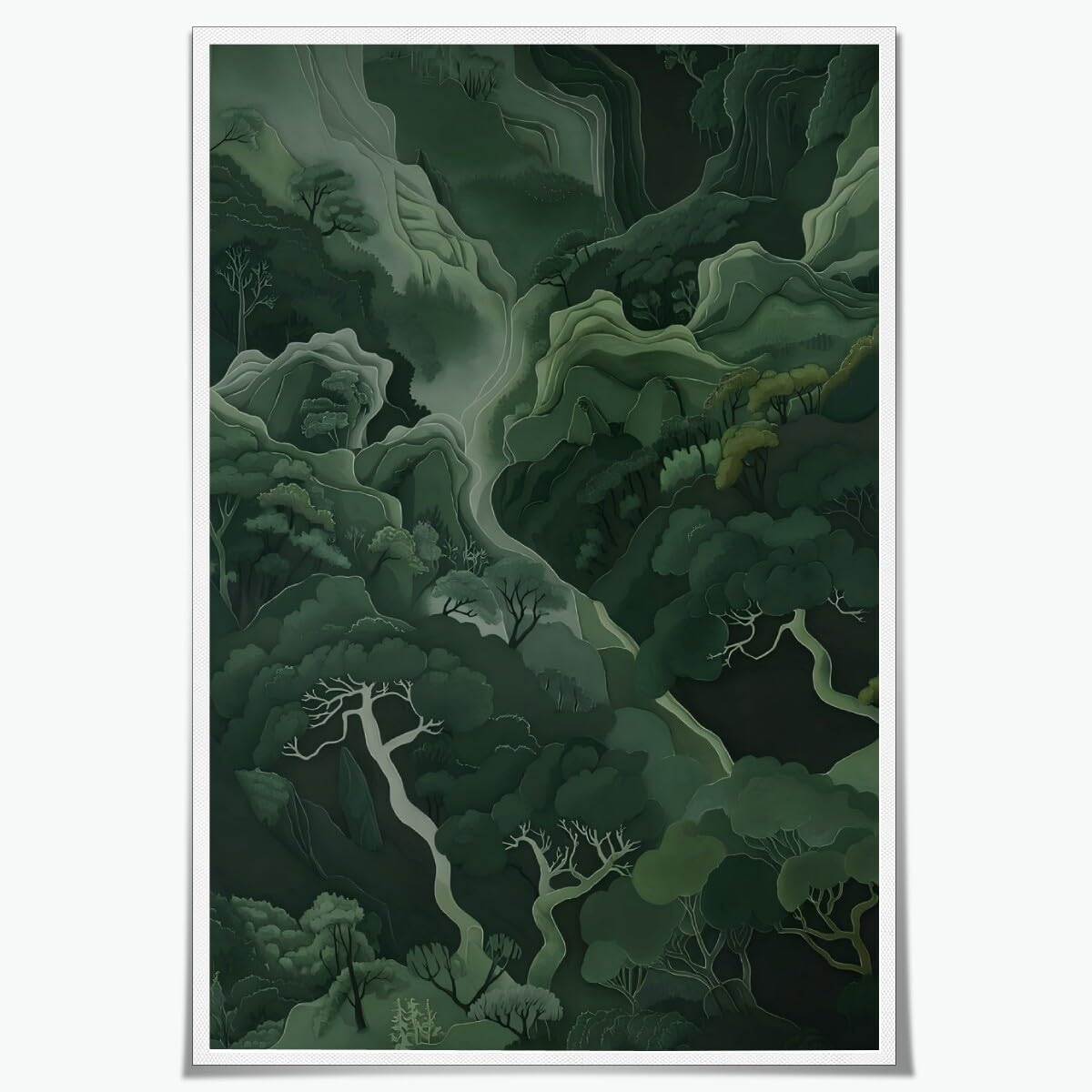 Amazon.com: Minimalist Green Forest Poster Japanese Canvas Wall